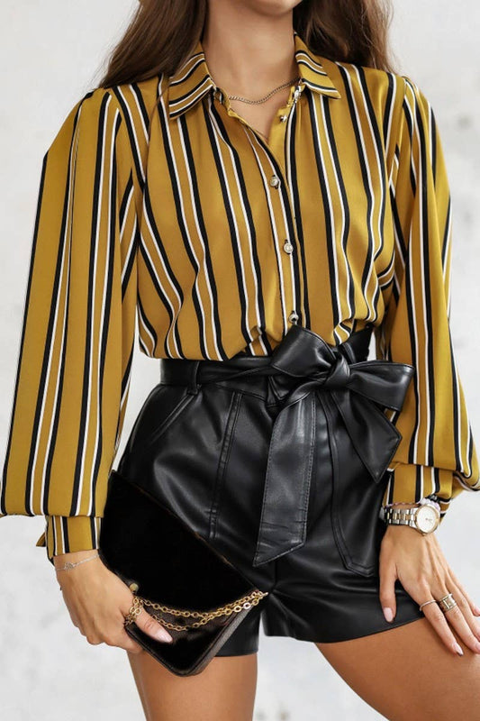 CWTSTL2779_SPRING AND AUTUMN STRIPED LOOSE COMFORT SHIRT