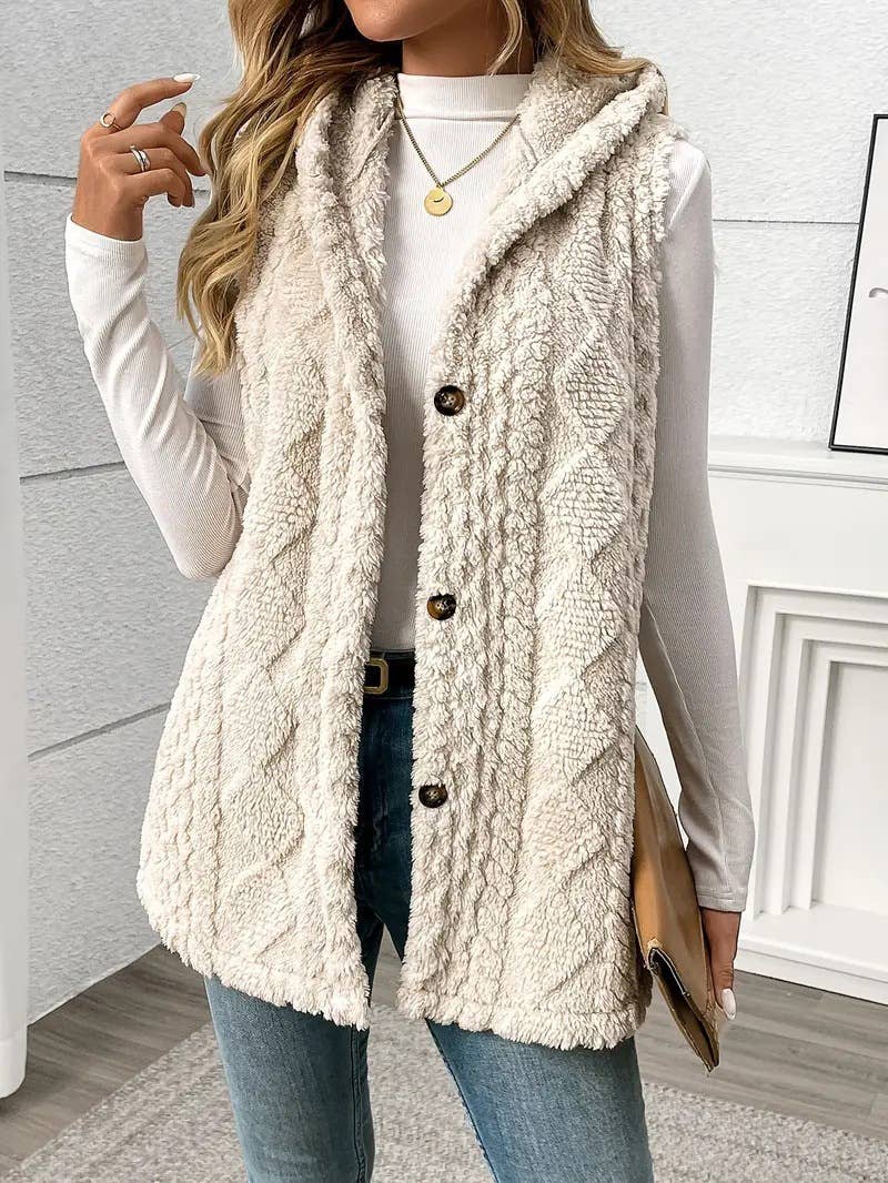 Double-sided plush single-breasted cardigan