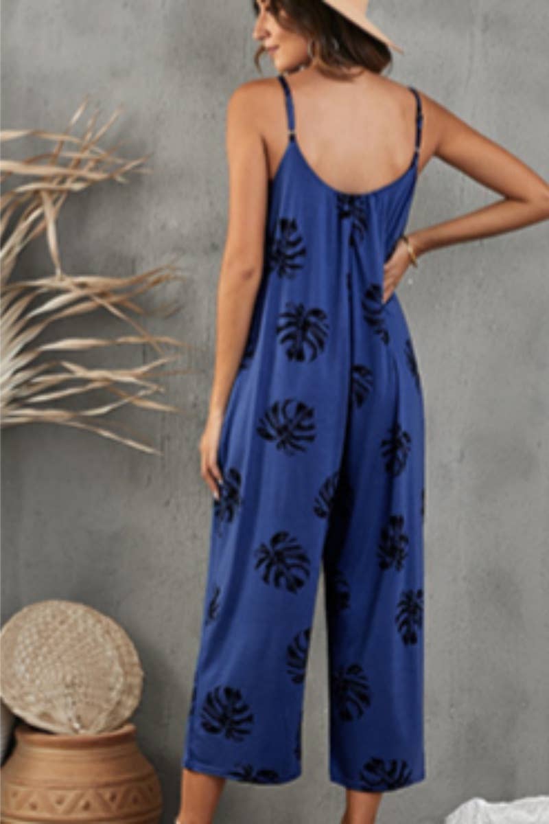 CWSJS1112_SLEEVELESS PRINTED HALTER ROMPER MID-LENGTH