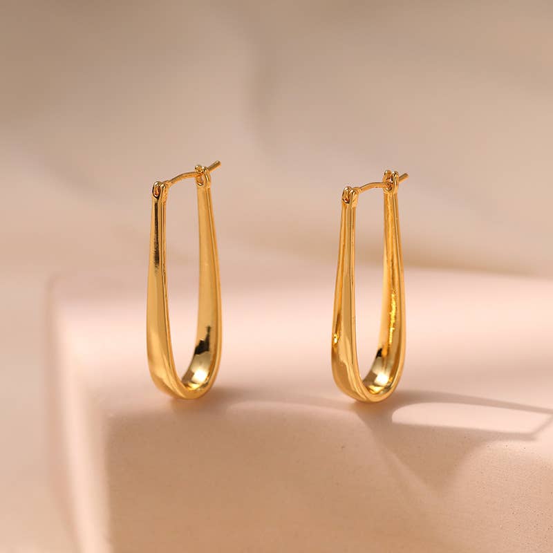 Metallic texture oval teardrop earrings