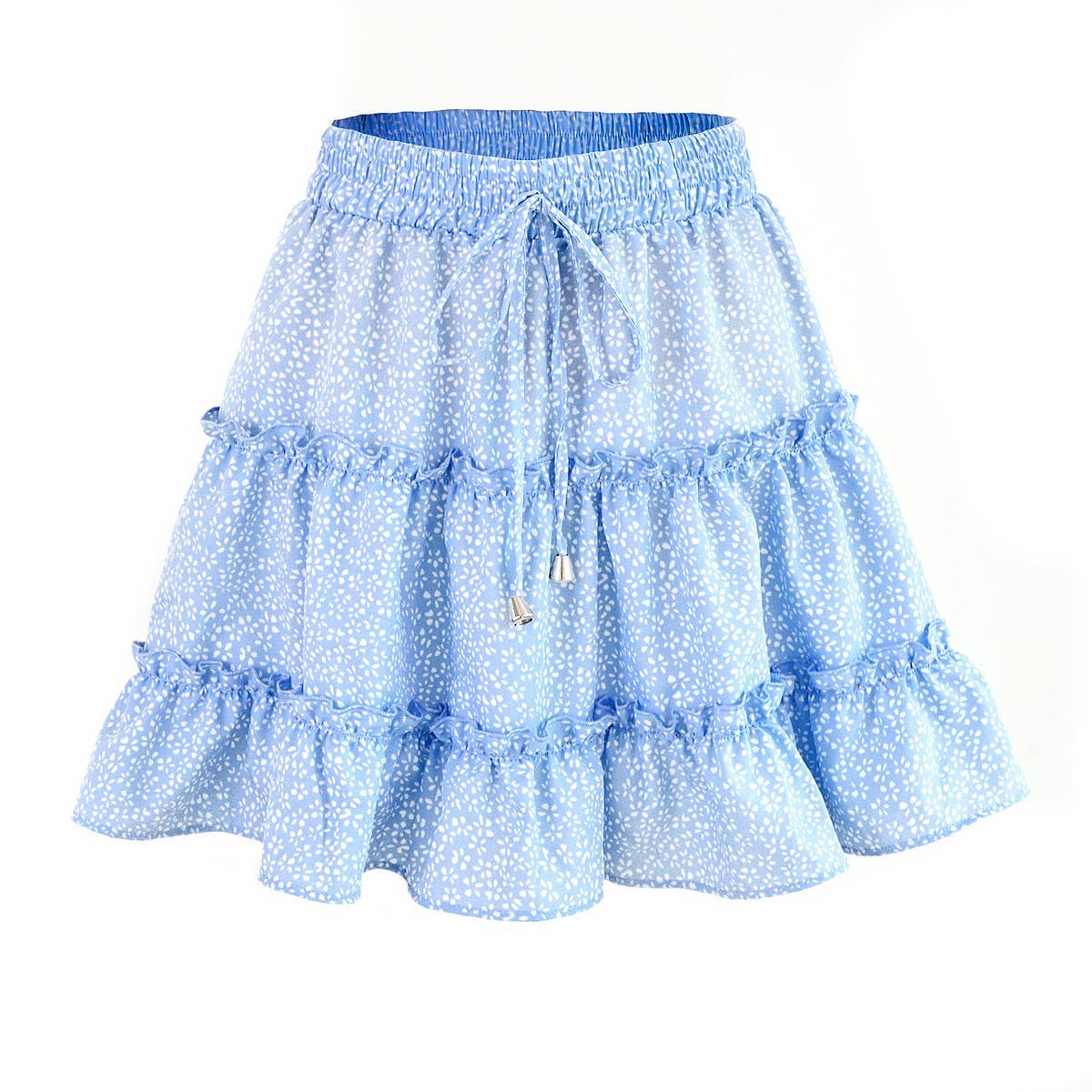 WOMEN'S HIGH WAIST RUFFLED FLORAL SKIRT_CWAB4791