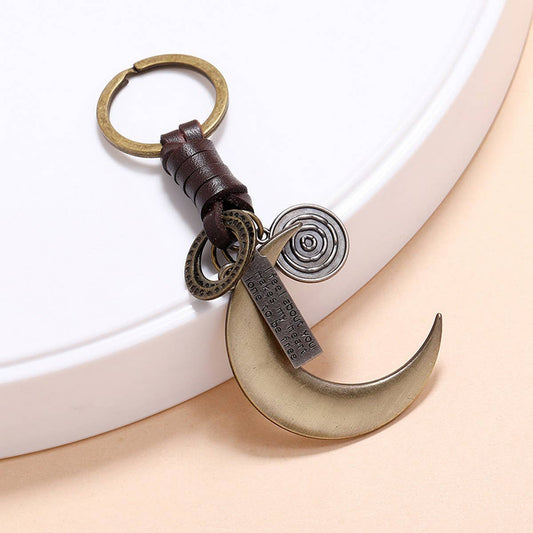PERSONALIZED CRESCENT MOON PENDANT CAR KEYCHAIN_CWMM4782