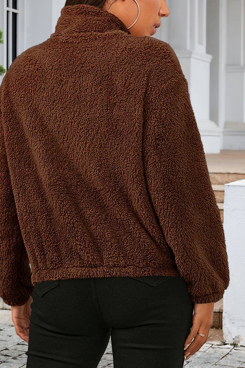CWOCO0333_LONG-SLEEVED PLUSH LOOSE WARM CARDIGAN