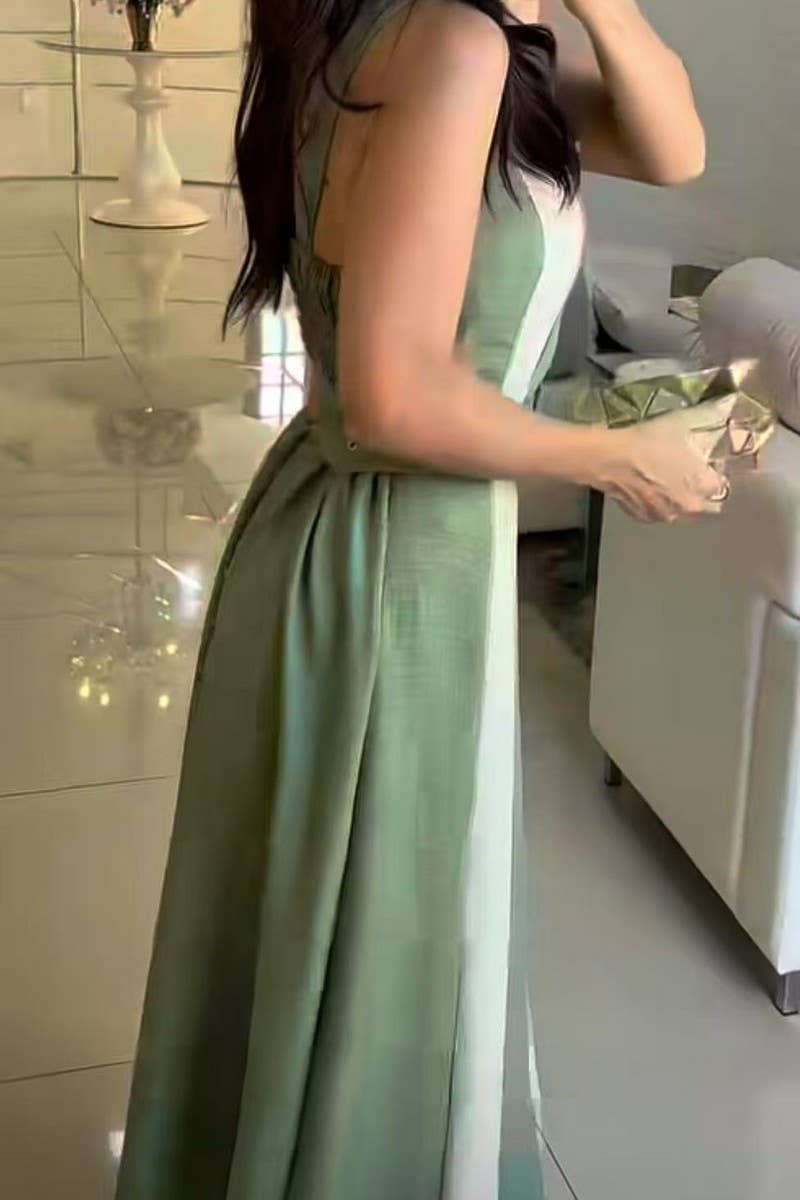 CWDMD5839_SLEEVELESS COLORBLOCK LONG SLING DRESS