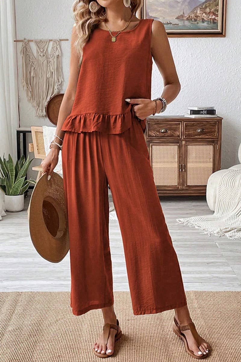 CWSS1228_CASUAL SLIM FIT SOLID COLOR SLEEVELESS SUIT