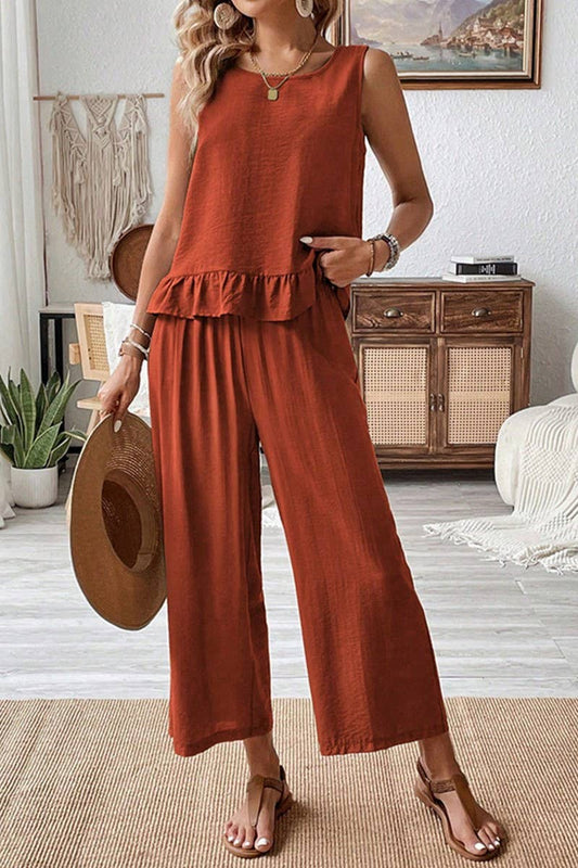 CWSS1228_CASUAL SLIM FIT SOLID COLOR SLEEVELESS SUIT