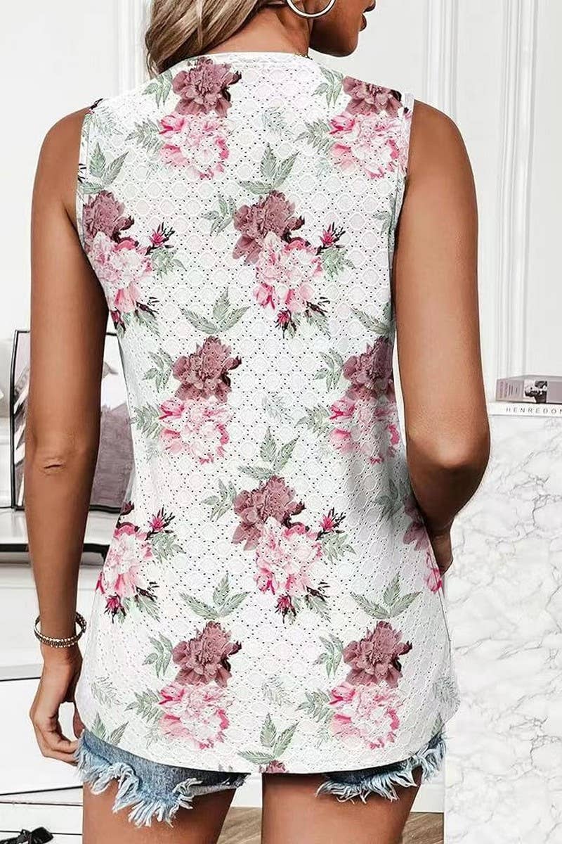 CWTTSL0325_SUMMER NEW ROUND NECK PRINTED VEST T-SHIRT