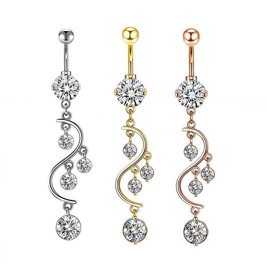 Zircon Tassel Belly Button Ring Piercing_CWMM9451