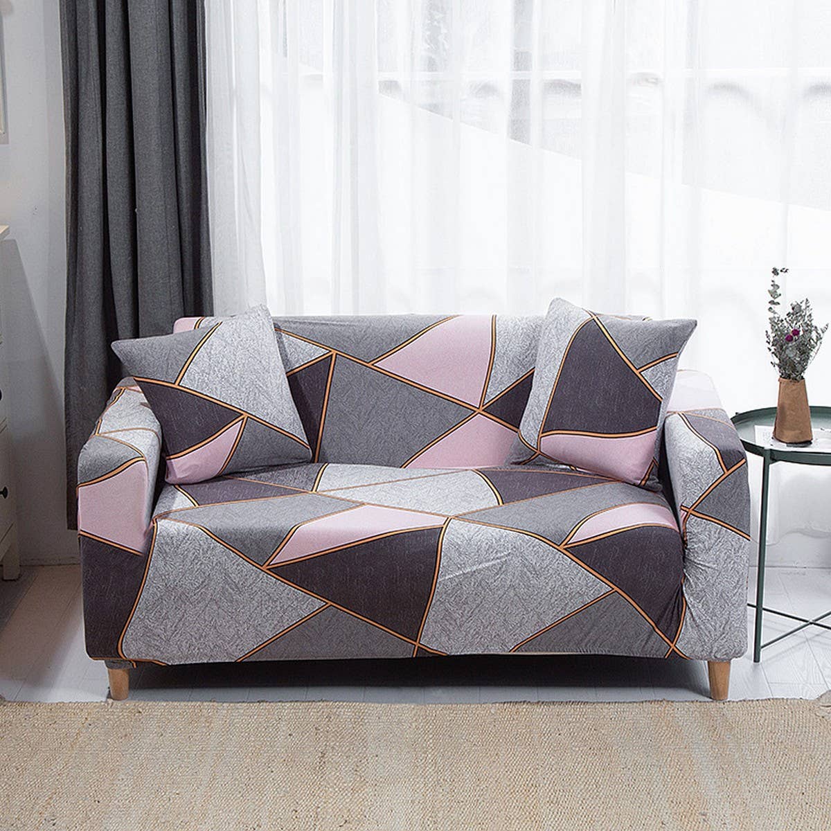 Modern Knit Sofa Cover, Stretch Fit, Solid Color
