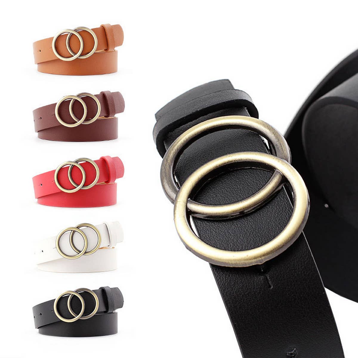 CWABE0884_SIMPLE WOMEN'S ROUND BUCKLE BELT