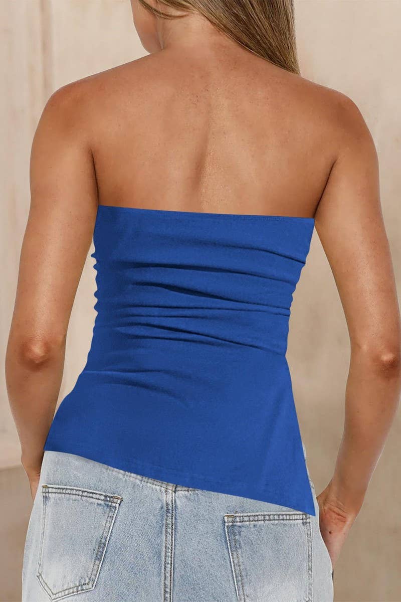 CWTTSL0330_SUMMER HOT GIRL PLEATED IRREGULAR TUBE TOP SEXY T