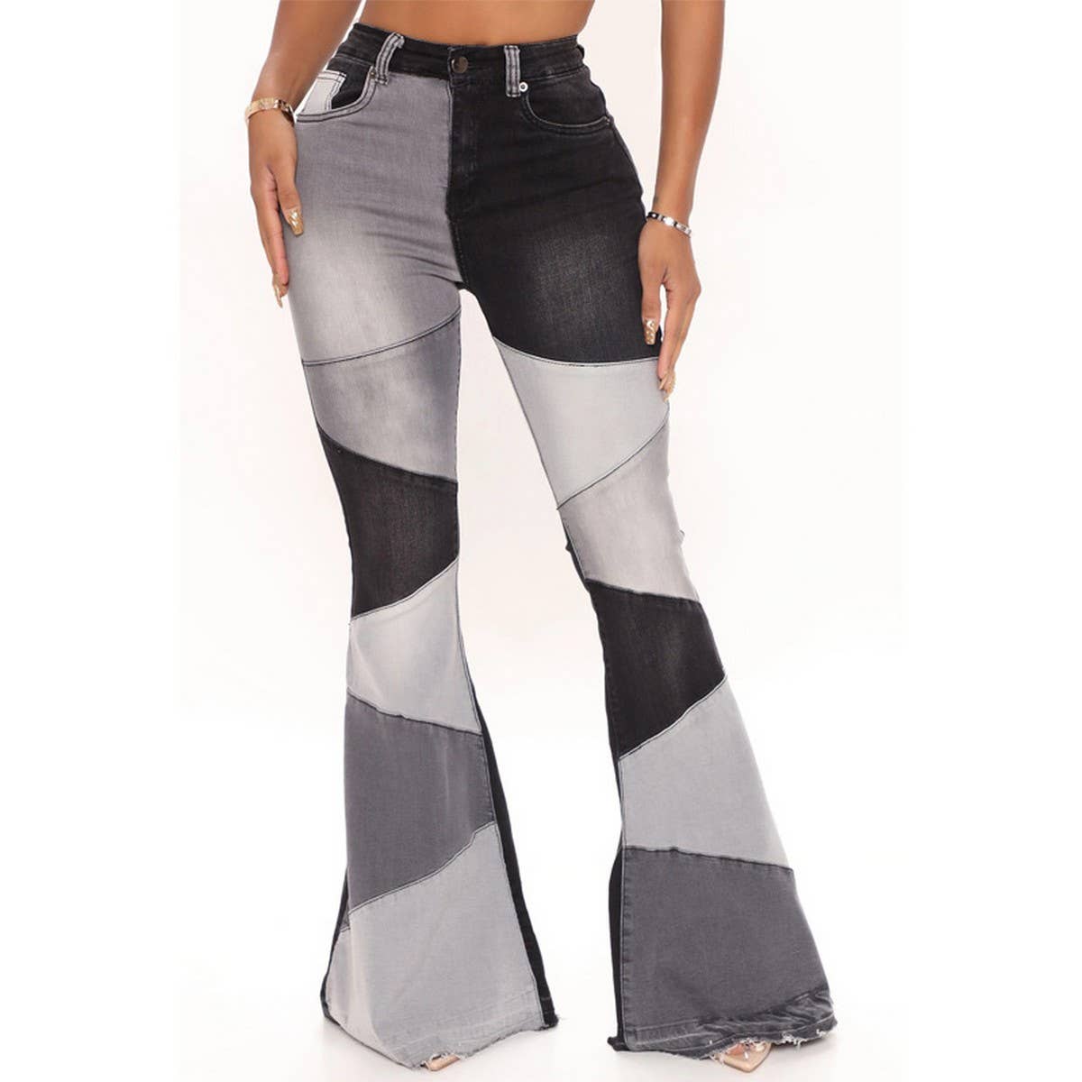 RETRO HIGH WAISTED FLARED PANTS JEANS_CWJP0175