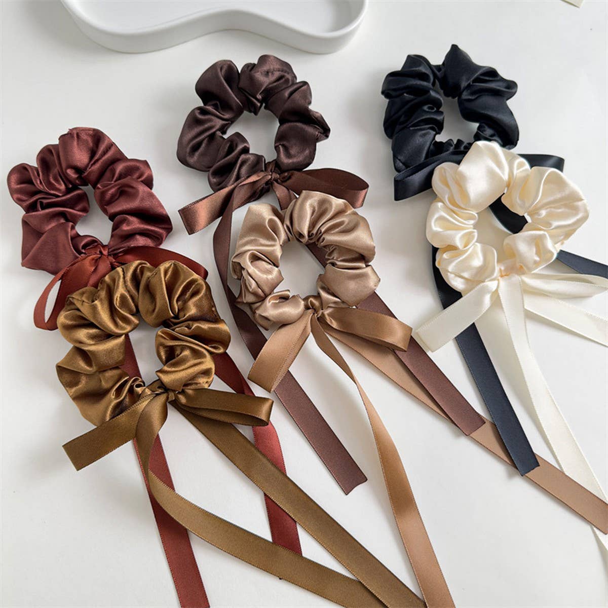 WOMEN KNOTTED STREAMER BOW HAIR TIE_CWAHA1083