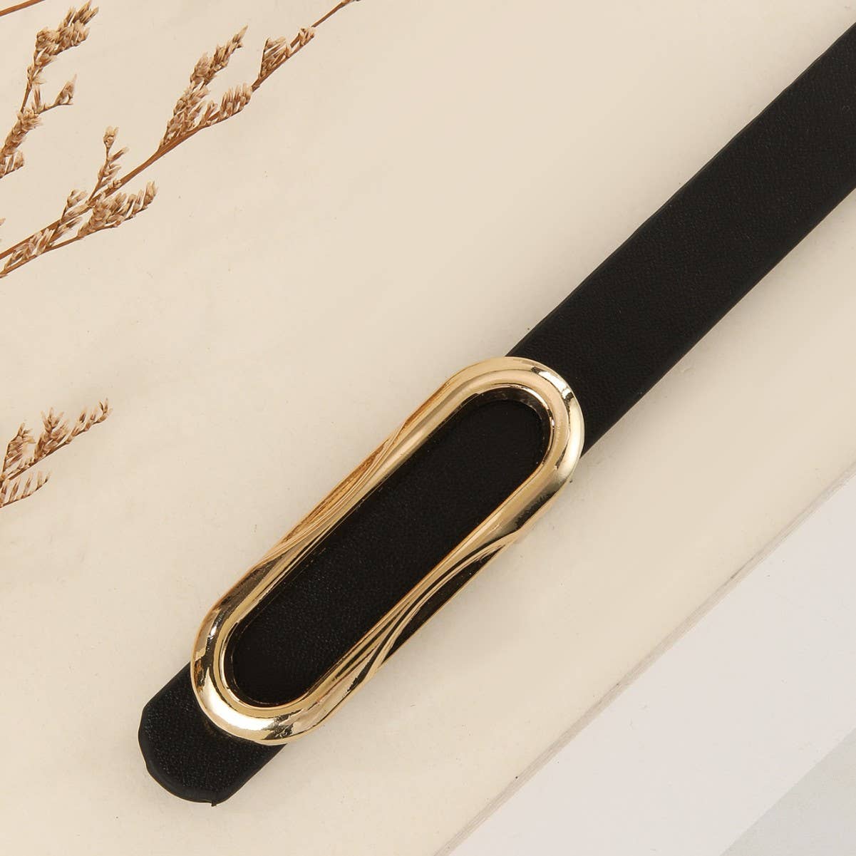Oval buckle Korean style retro thin waist belt