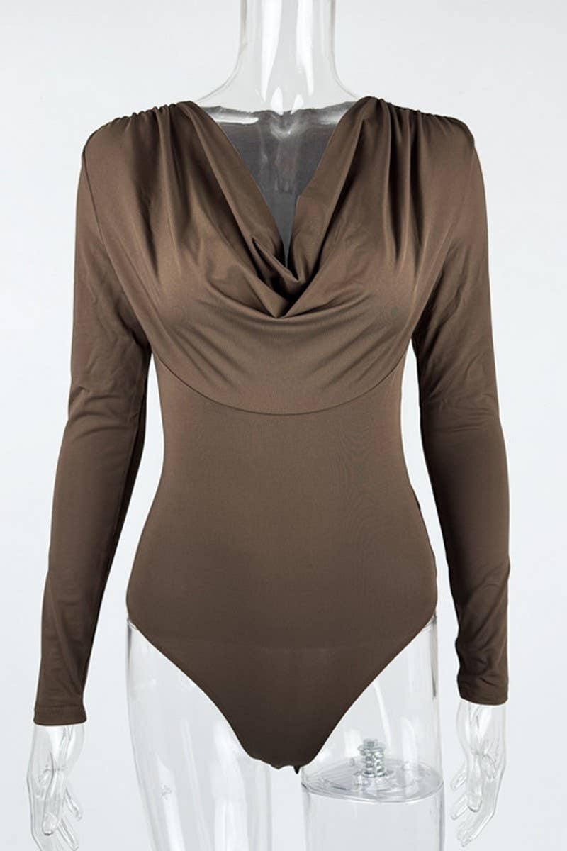 CWSBSL0158_SEXY RUCHED SCOOP NECK SLIM FIT BODYSUIT