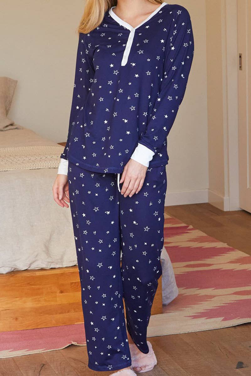 CWSPJ033_COZY LONG SLEEVE HENLEY NECK PAJAMA SET