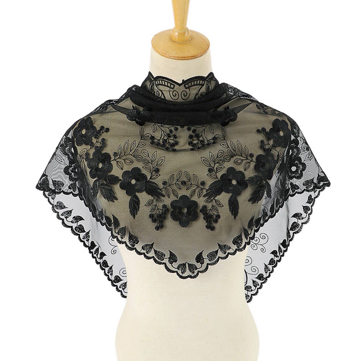 FASHION PRINTED LACE TRIANGLE SCARF WEDDING VEIL_CWMM1991