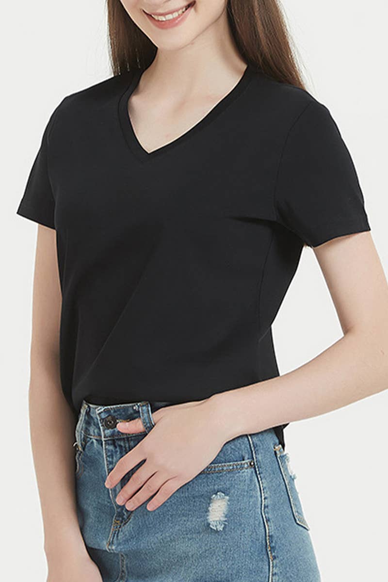 CWTBLS1789_SUMMER FASHION CASUAL WOMEN'S SOLID COLOR T-SHIRT