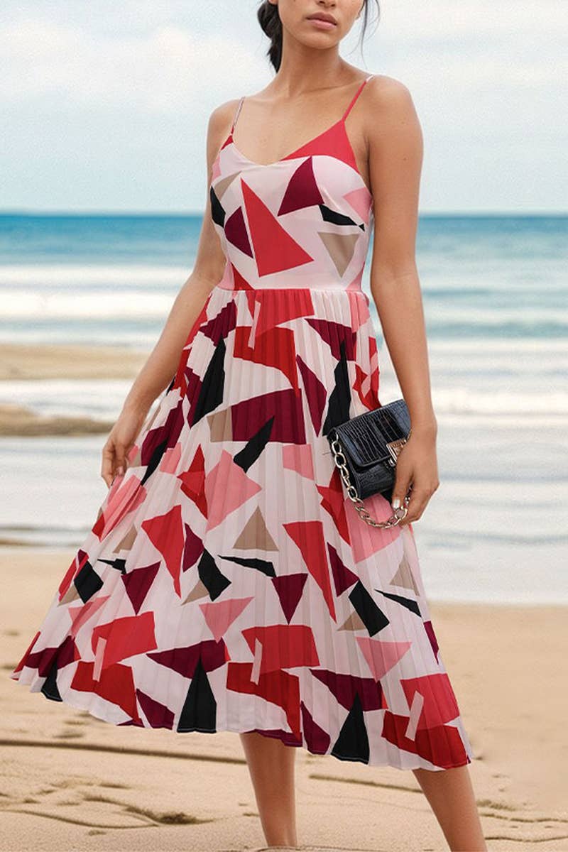 CWDHL0656_STRAPPY HOLIDAY GEOMETRIC PRINT MIDI DRESS