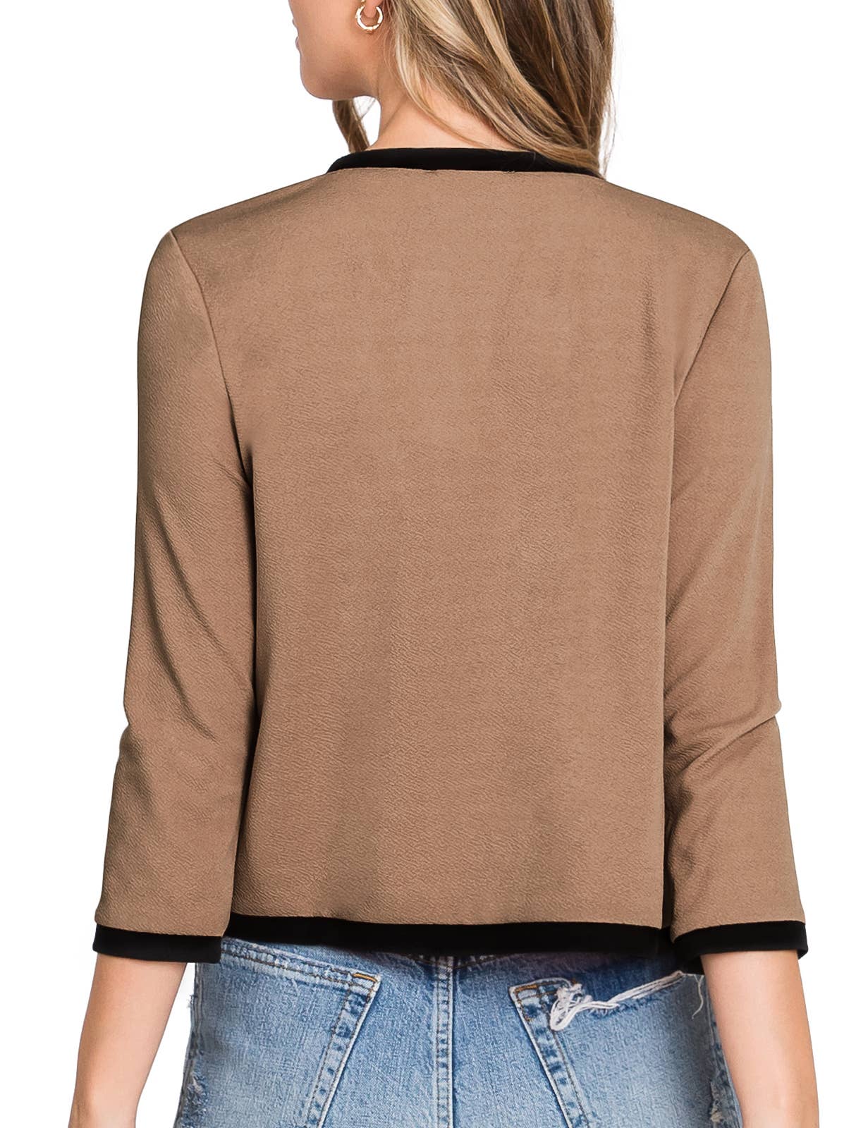 CWOBL103_3/4 Sleeve Bolero Open Front Cardigan