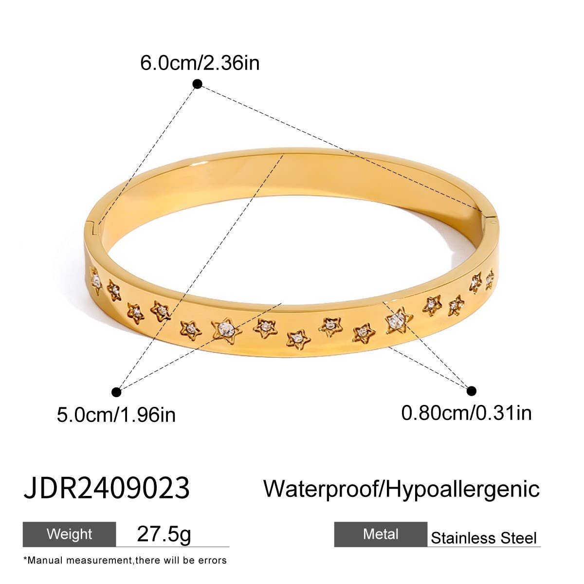 Luxury Zircon Clasp Bracelet in Stainless Steel