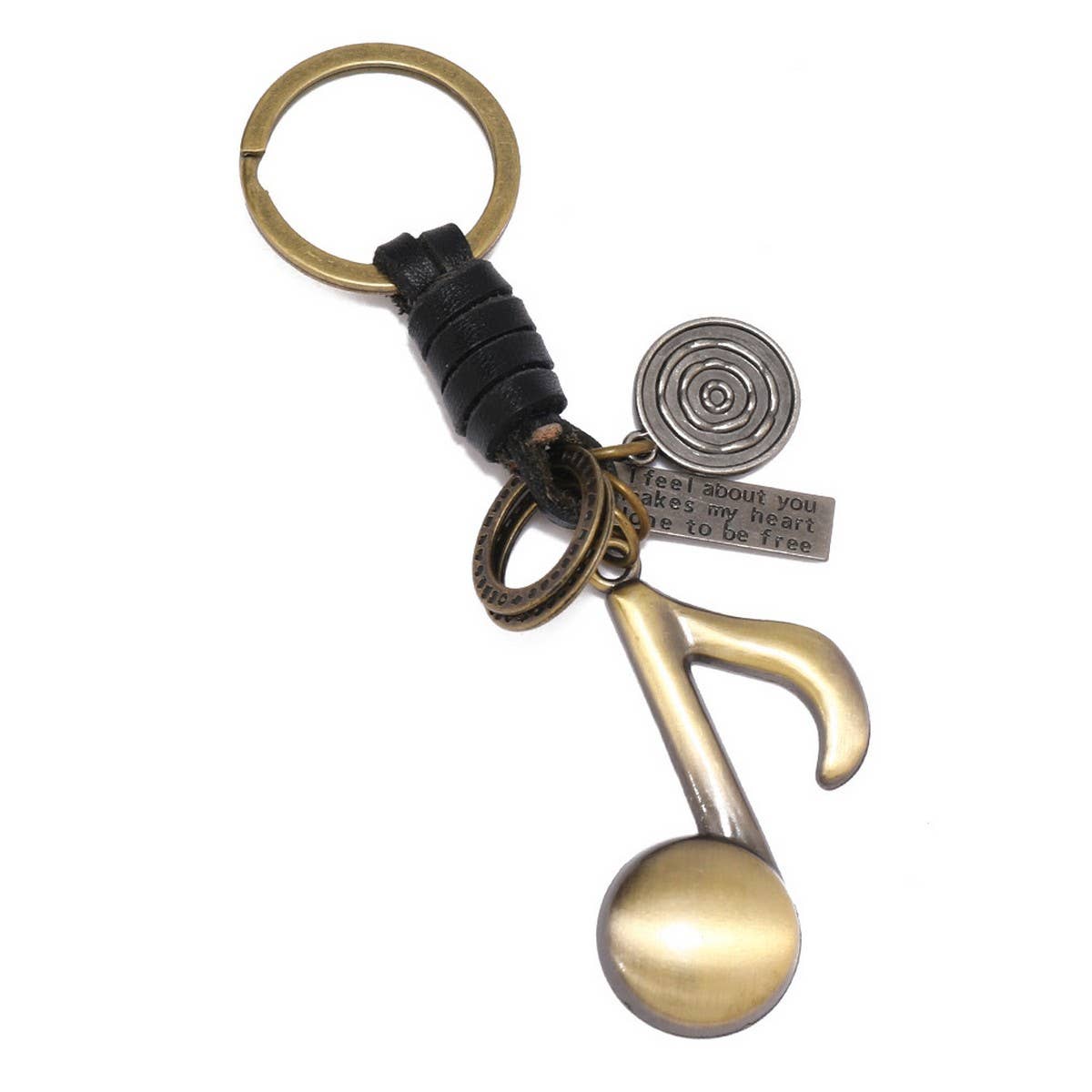 VINTAGE MUSICAL NOTE COWHIDE CAR KEYCHAIN