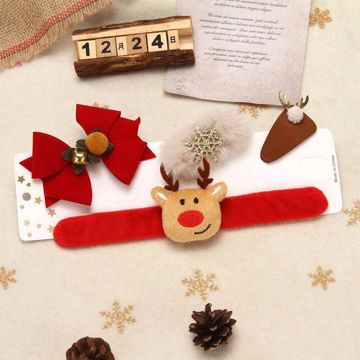 CHRISTMAS GIFT CLAPPING RING SET HAIRPIN DECORATION