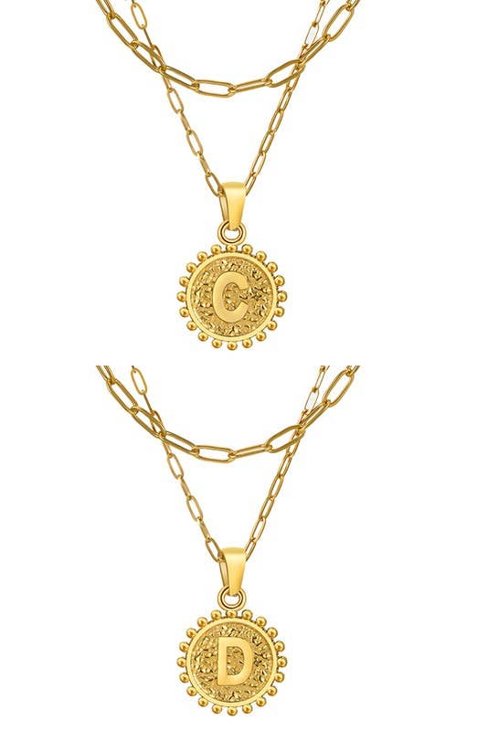 DOUBLE CHAIN INITIALS PENDANT NECKLACE