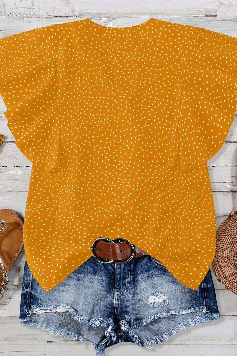 CWTTSL0333_SWEET PRINCESS SLEEVE V-NECK CHIFFON SHIRT