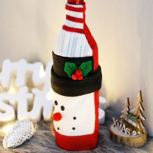 Fleece Reindeer Wine Bottle Cover Christmas_CWAJE05399