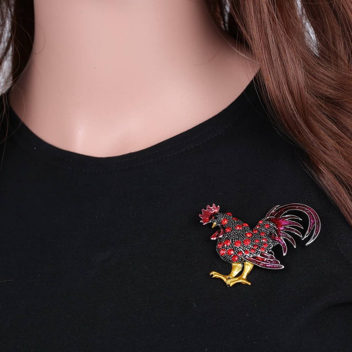 CWAJE2569_CREATIVE CARTOON ANIMAL ROOSTER BROOCH
