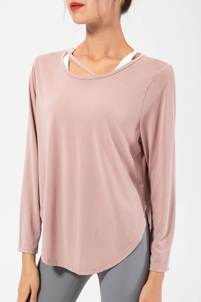 CWTBLL2941_LOOSE LONG SLEEVE YOGA WEAR FITNESS COVER UP