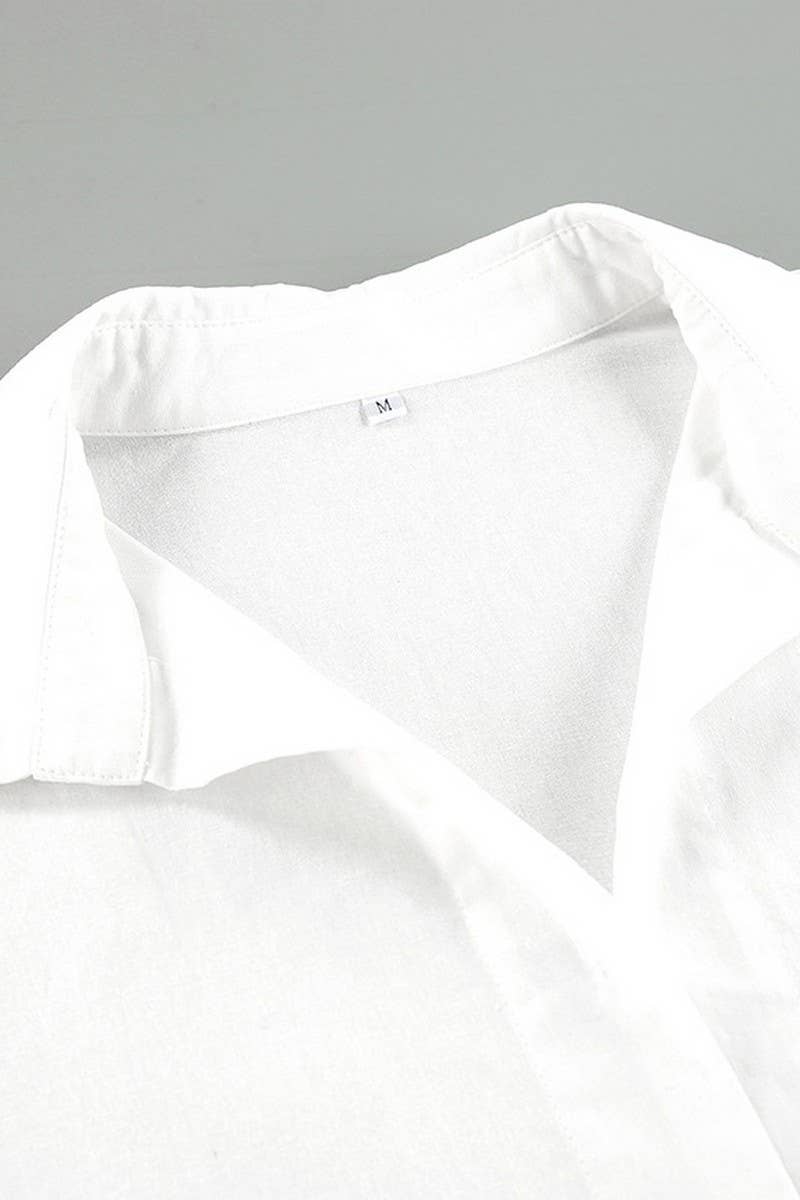 CWTSTL2611_LONG-SLEEVED TIE WAIST SLIT COMMUTER SHIRT