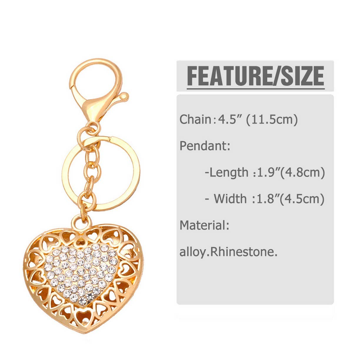 HEART SHAPED DIAMOND KEYCHAIN SPARKLES WITH LIGHT