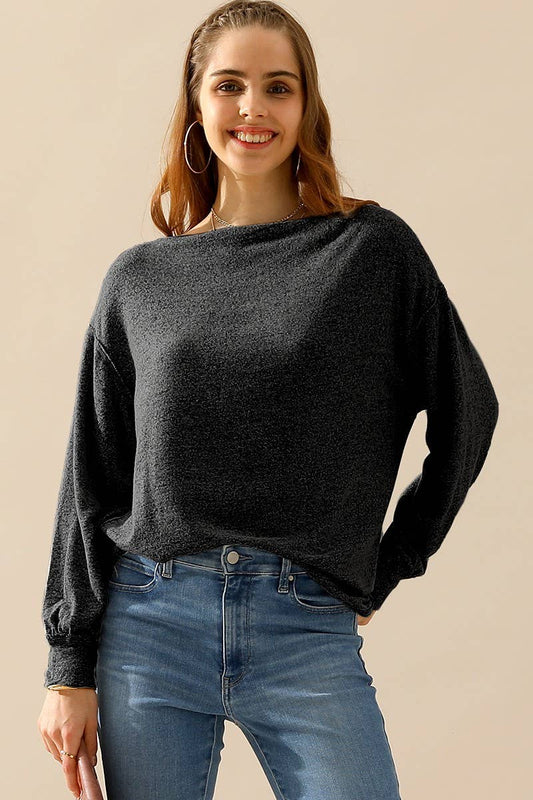 CWTTL1507_ NECK PULLOVER SWEATER KNIT TOP WITH RAW SEAM