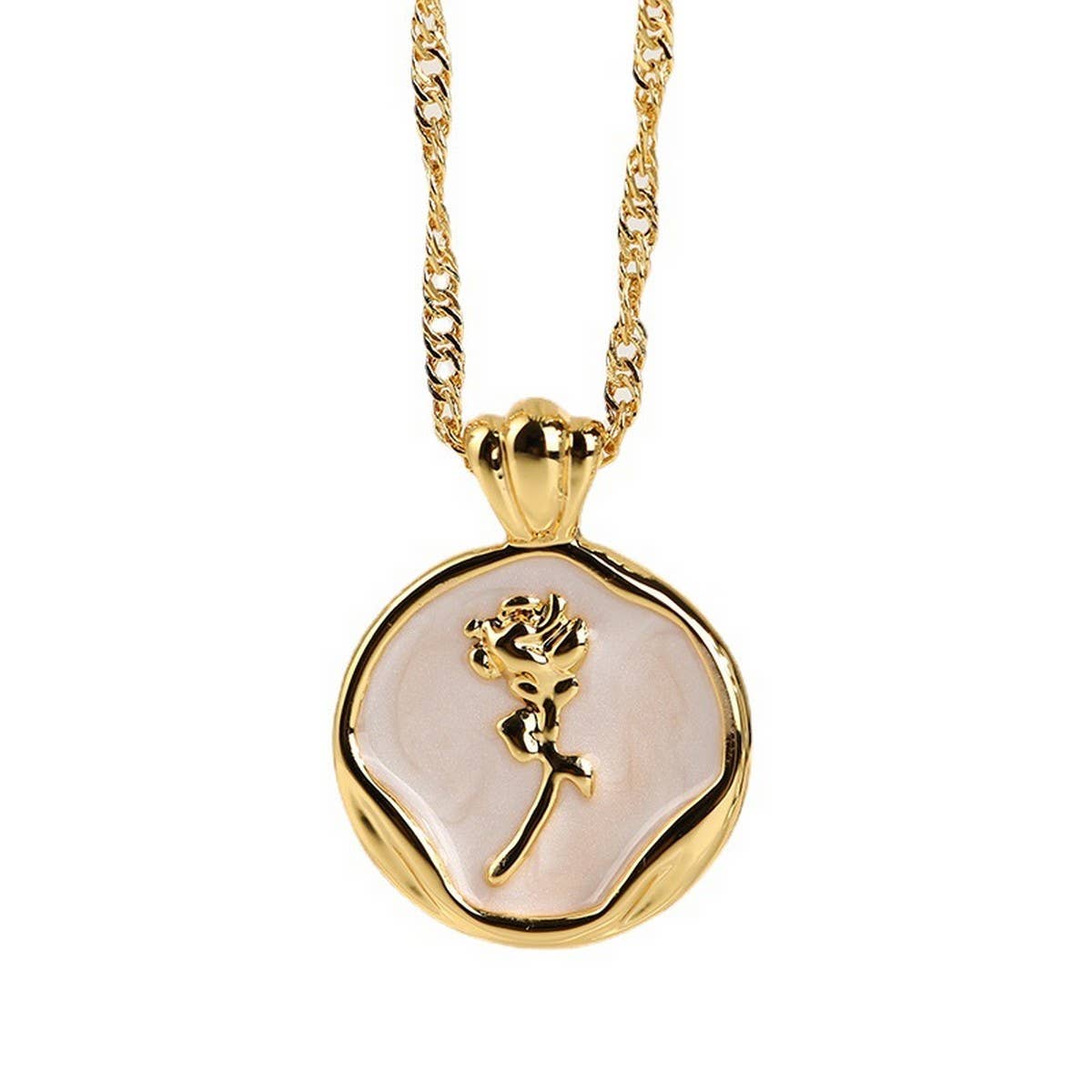 STAINLESS STEEL VINTAGE ROSE PENDANT NECKLACE_CWMM3840