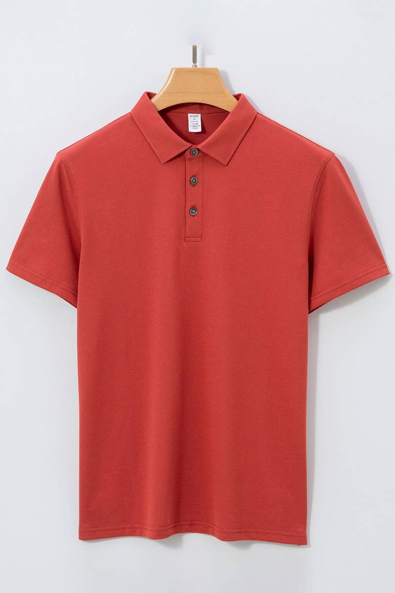 CWTBLS1787_MEN'S SIMPLE SEAMLESS COLLAR POLO SHIRT
