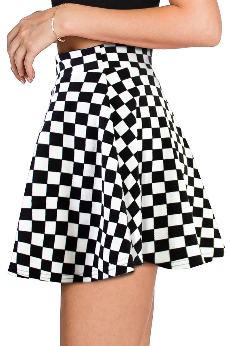 CWBSS105_High Waisted Skirt Mini A-Line Flared Skater Skirt