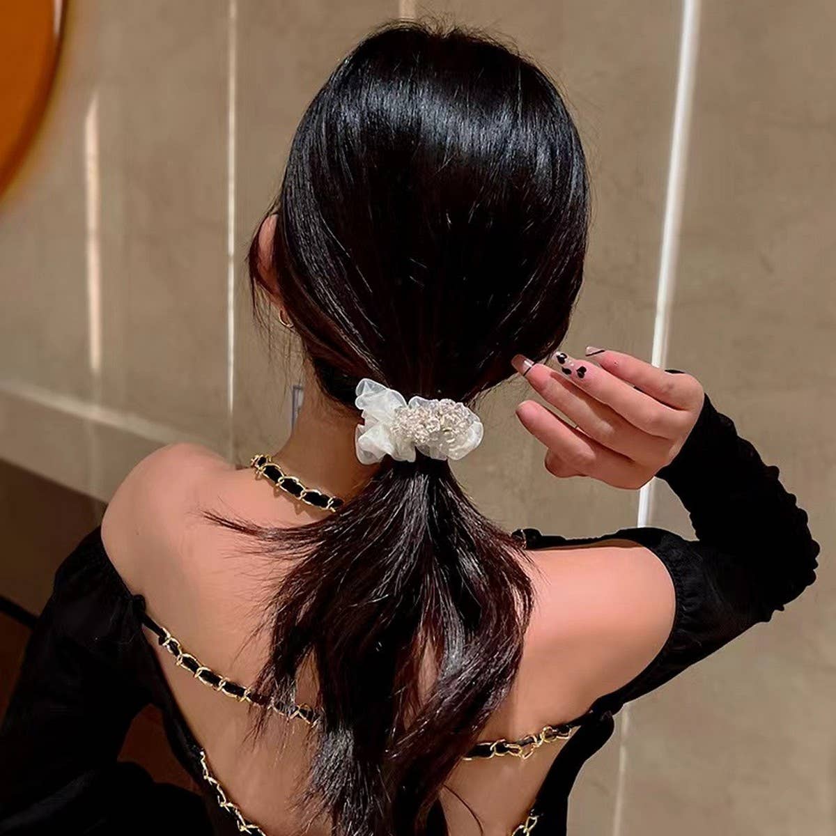 Simple Organza Hair Tie Elegant Soft High Elastic_CWAHA6782