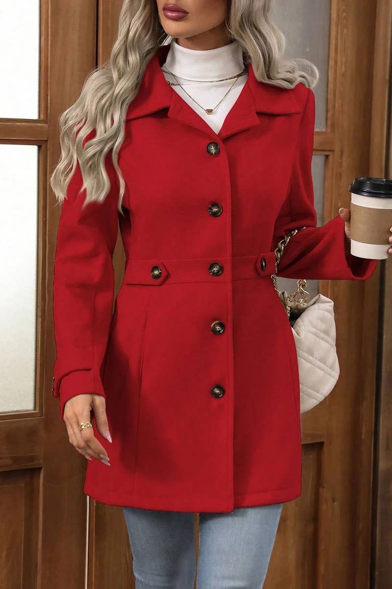 CWOCO00230_SOLID COLOR LAPEL WOOLEN SUIT SLIM COAT