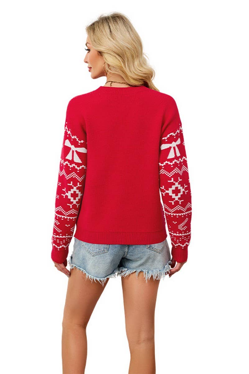 CWOSWL07537_SNOWFLAKE CHRISTMAS PULLOVER KNITTED SWEATER