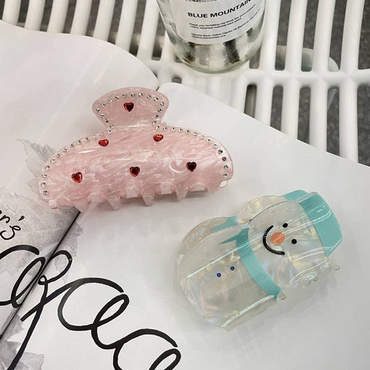 CWAHA1512_SWEET LOVE CUTE SNOWMAN HAIR CLAW CLIP