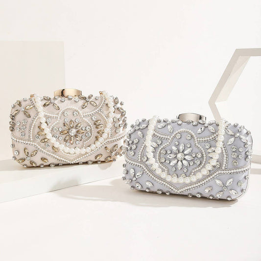 NEW HANDMADE BEADED PEARL VINTAGE HANDBAG_CWAB2488