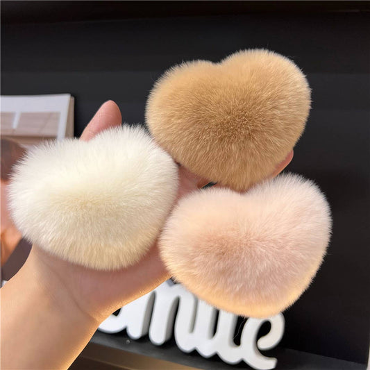 Cute Rex Rabbit Heart Hair Clip - Fluffy BB Pin