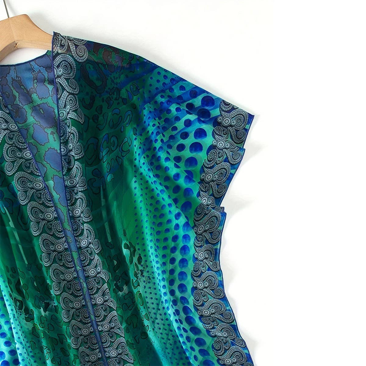 Boho Print Long Beach Cover-Up, Bikini Sun Shield_CWBLS0481