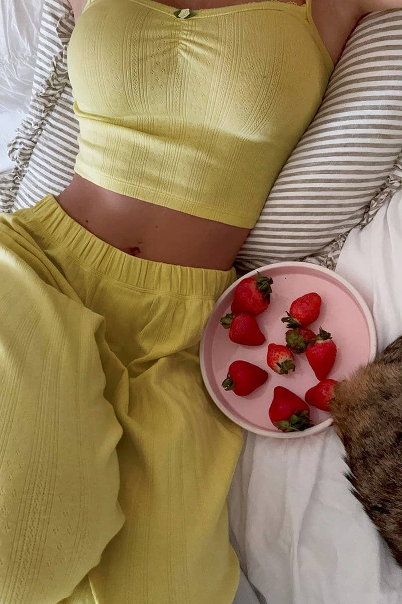 CWSPJ453_KNITTED JACQUARD SUSPENDER PAJAMAS HOME WEAR