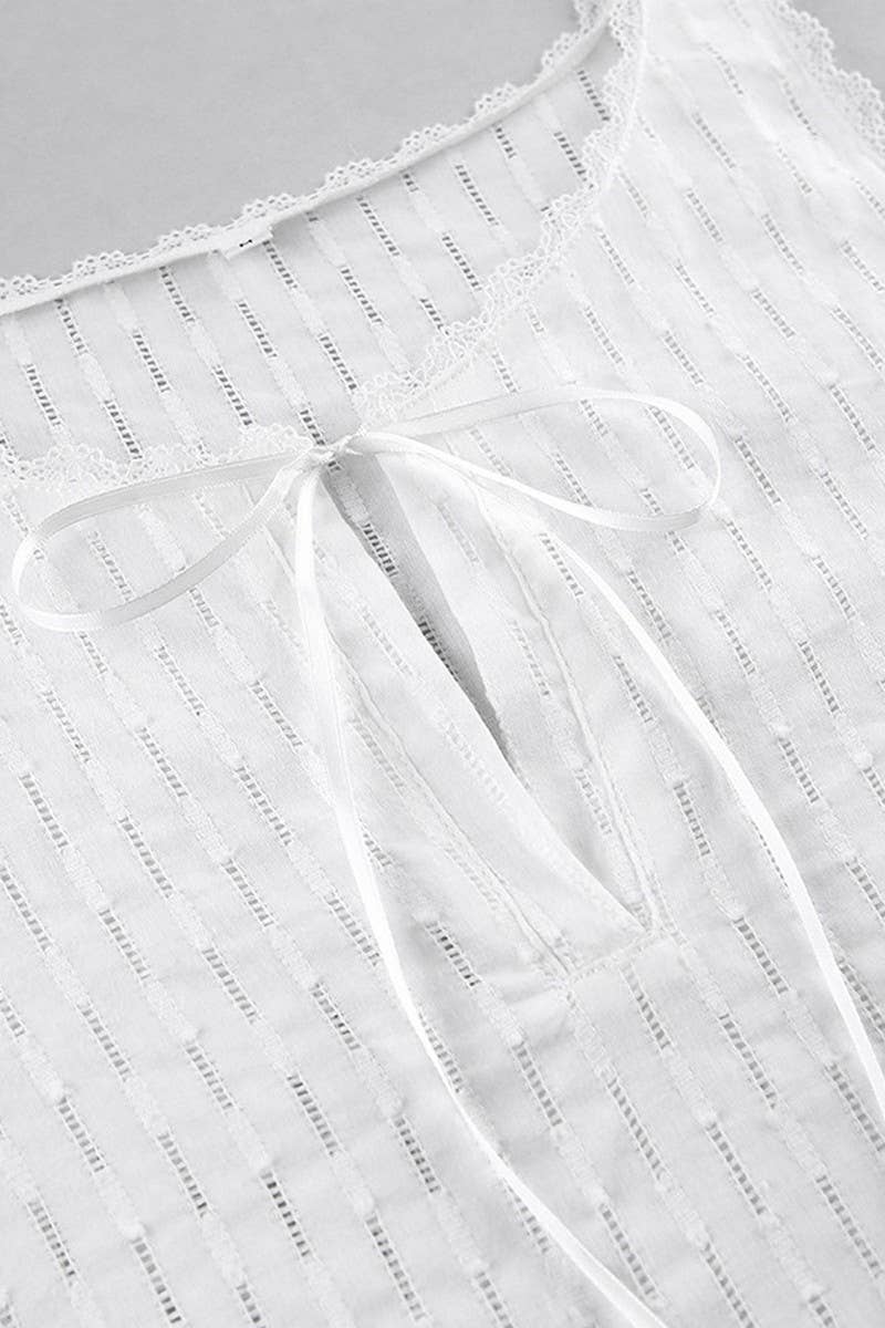 CWDSD1000_V-NECK SUSPENDER LACE HOLLOW SLEEVELESS DRESS