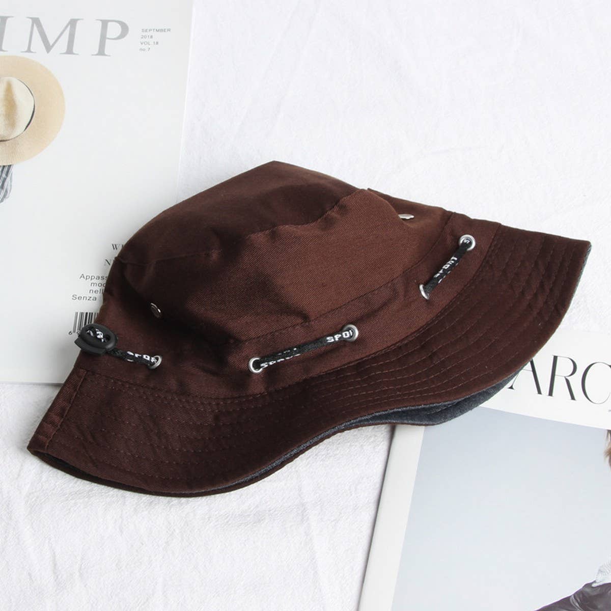 CWAH1519_SOLID COLOR CASUAL REVERSIBLE SUNSCREEN BUCKET HAT