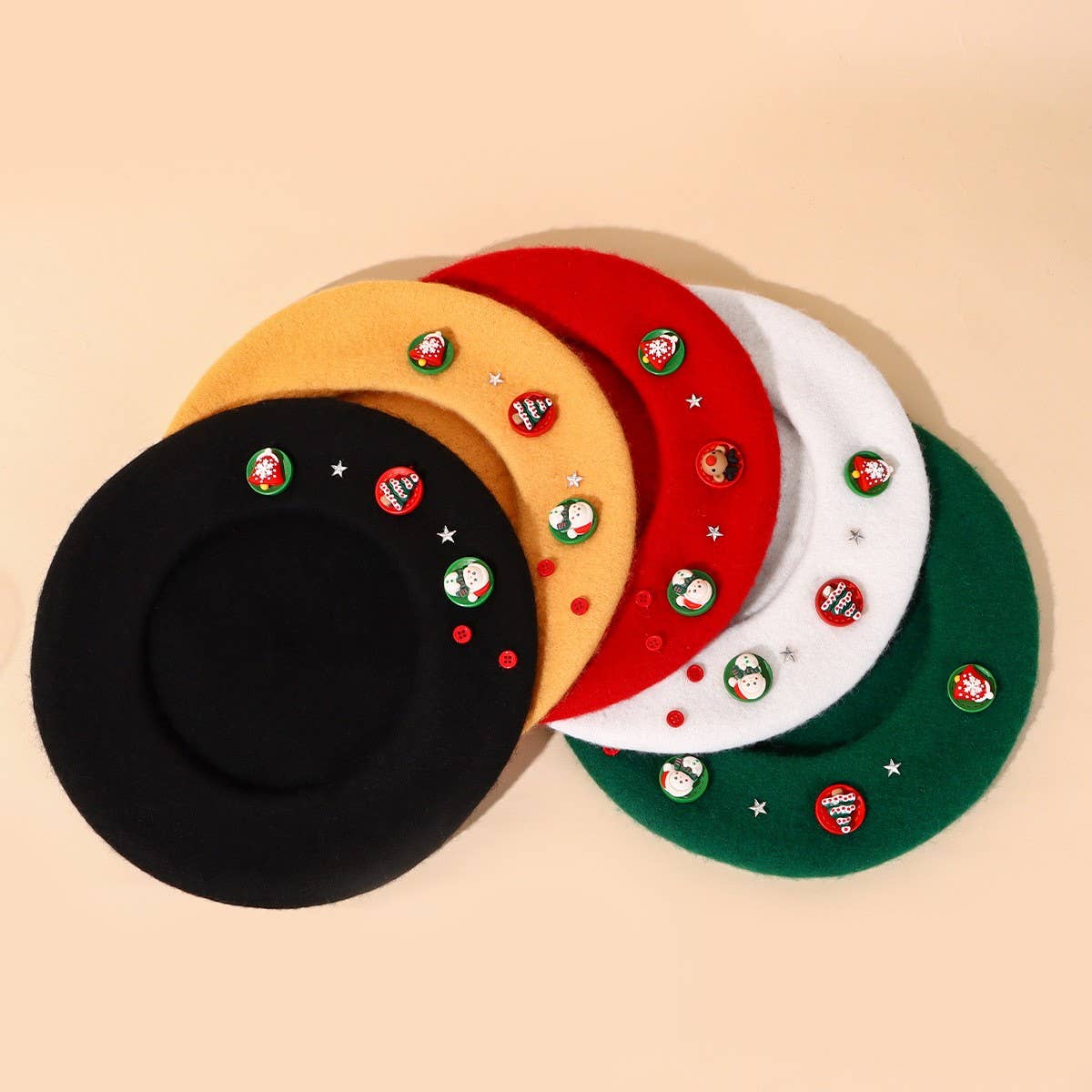 CWAH04566_WOMEN CHRISTMAS BERET HAT VINTAGE WINTER CAP
