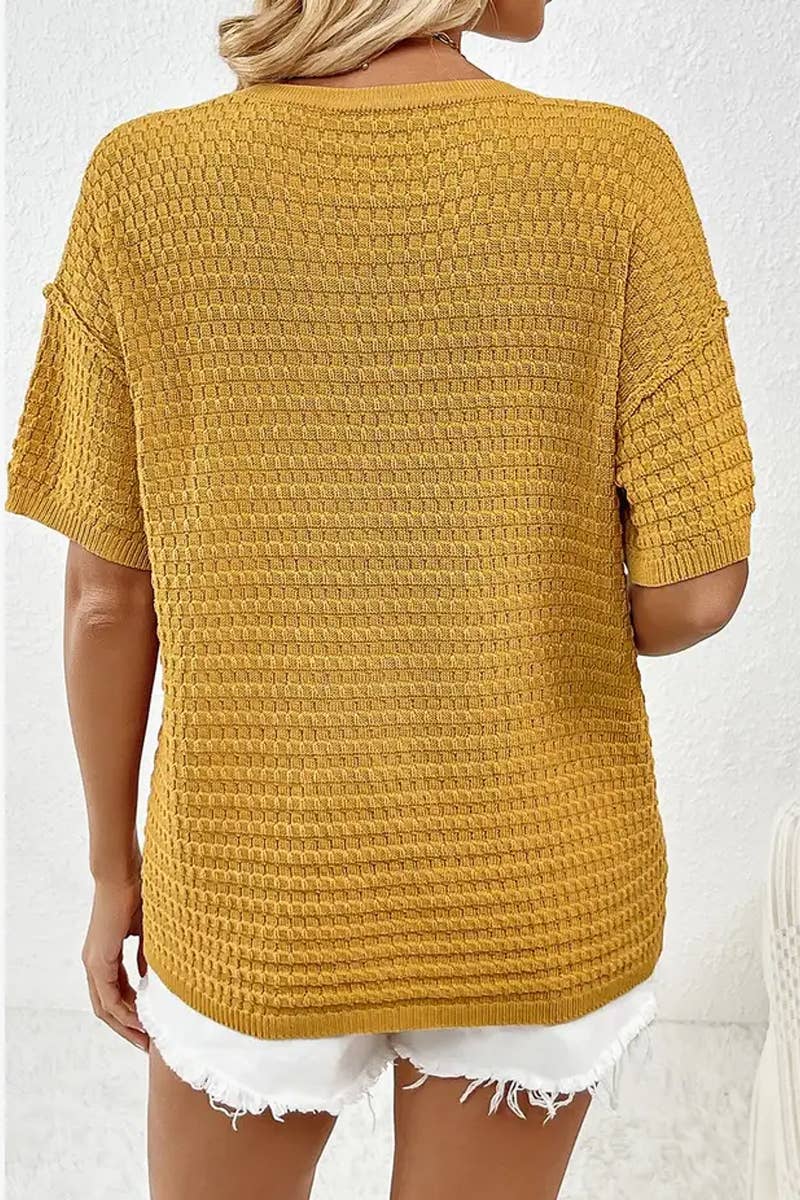 CWTTS1305_NEW SPRING AND SUMMER HOME SOLID COLOR SWEATERS